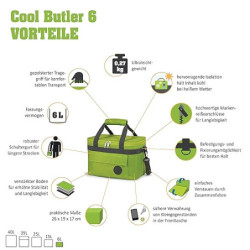 outdoorer Kühltasche Cool Butler - Isoliertasche, Thermotasche, Picknicktasche für Lebensmitteltransport, faltbar  6 l, grün 
