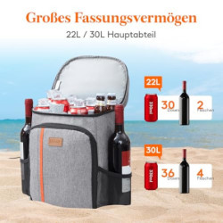Lifewit 22L Kühlrucksack Auslaufsichere Kühltasche Rucksack wasserdichte Picknickrucksack Isolierte Lunchtasche für Männer Fr