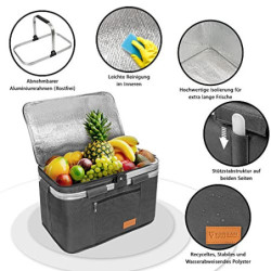 Einkaufskorb faltbar 35L + Flaschentasche 9 Fächer bis zu 1,5L Flaschen | Set Kühltasche groß isoliert & wasserdicht + Flasch