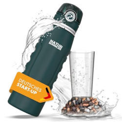 Naturbummler Wasserfilter Flasche 1000 ML [Co2-Neutral] inkl. Aufhänghaken & Faltfunktion - Tötet 99,99% aller Bakterien und 