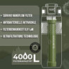 SURVIVO® Wasserfilter Outdoor Flasche [660ml] Trinkflasche aus Edelstahl mit entnehmbarem Filter, 4000l Filterkapazität, Camp