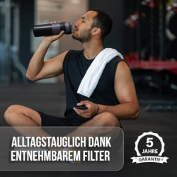 SURVIVO® Wasserfilter Outdoor Flasche [660ml] Trinkflasche aus Edelstahl mit entnehmbarem Filter, 4000l Filterkapazität, Camp