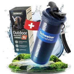 Bachgold® Profi Outdoor Wasserfilter Flasche XL [800ml] mit 2000L Filterkapazität I entfernt 99,99% aller Bakterien und filte