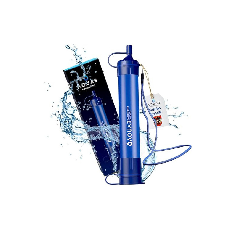 AQUAB® Wasserfilter Outdoor Survival Militär Camping für 4500L Trinkwasser | entfernt 99,99% aller Bakterien und filtert Vire