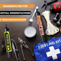 AQUAB® Wasserfilter Outdoor Survival Militär Camping für 4500L Trinkwasser | entfernt 99,99% aller Bakterien und filtert Vire