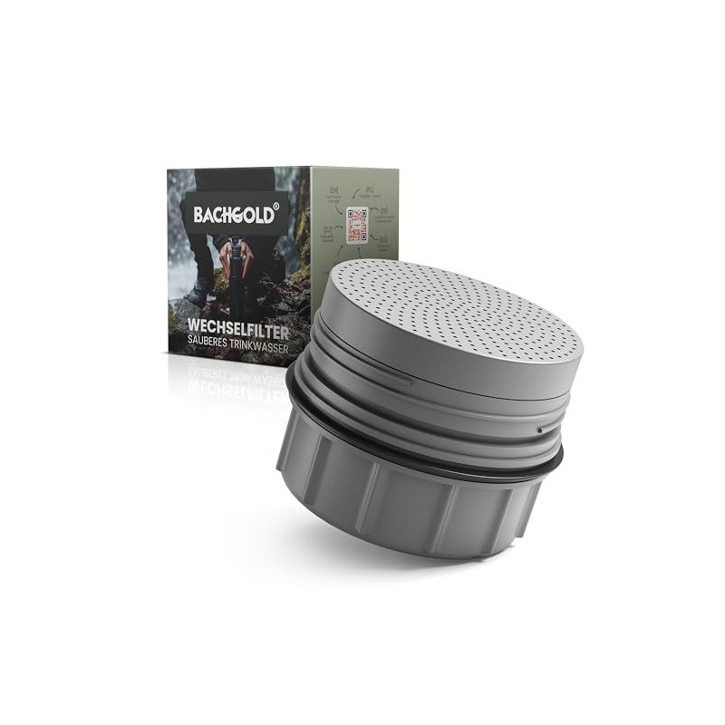 Bachgold® Wasserfilter Outdoor Wechselfilter mit 1500L Filterkapazität I entfernt 99,99% aller Bakterien und filtert Viren, P