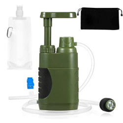 Lixada Wasserfilter 5000L Camping Water Filter Survival Wasser Filter Pumpe with Storage Bag für Trinkwasser Notfall Überlebe