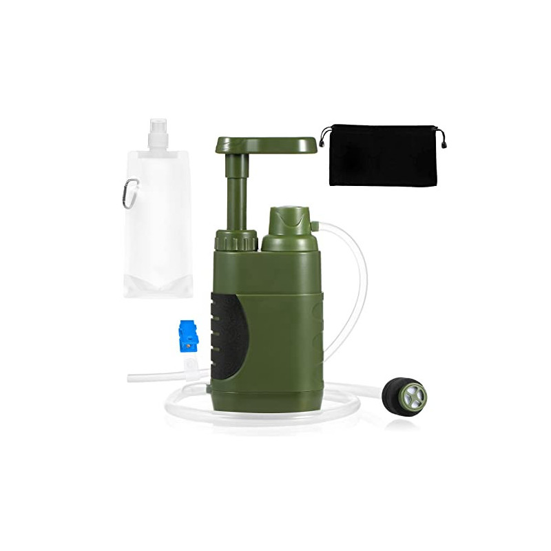 Lixada Wasserfilter 5000L Camping Water Filter Survival Wasser Filter Pumpe with Storage Bag für Trinkwasser Notfall Überlebe