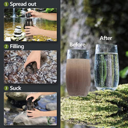 Wasserfilterflasche, Outdoor Wasserfilter Flasche mit 1500L Filterkapazität I entfernt 99,99% Aller Bakterien und Keime ab, F