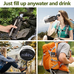 Wasserfilterflasche, Outdoor Wasserfilter Flasche mit 1500L Filterkapazität I entfernt 99,99% Aller Bakterien und Keime ab, F