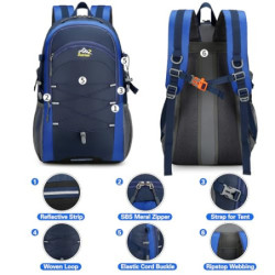 Besrina Wanderrucksack 40L, Herren Damen Wasserdichter Rucksack Trekkingrucksack Reiserucksack, Outdoorrucksack mit Reflexstr