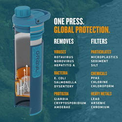 GRAYL UltraPress Wasserfilter & Filterflasche für Wandern, Rucksacktouren und Reisen  Forest Blue 