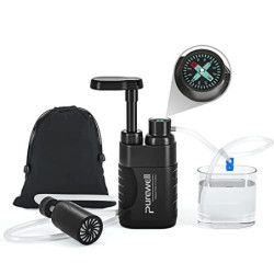 Purewell Wasserfilter Outdoor mit Austauschbarem Kohle-Wasserfilter 0,01 Mikron, 4 Filterstufen, tragbare Outdoor Notfall und