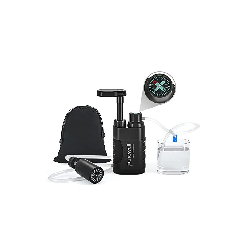 Purewell Wasserfilter Outdoor mit Austauschbarem Kohle-Wasserfilter 0,01 Mikron, 4 Filterstufen, tragbare Outdoor Notfall und Purewell Wasserfilter Outdoor mit Austauschbarem Kohle-Wasserfilter 0,01 Mikron, 4 Filterstufen, tragbare Outdoor Notfall und