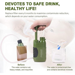 Purewell Wasserfilter Outdoor mit Austauschbarem Kohle-Wasserfilter 0,01 Mikron, 4 Filterstufen, tragbare Outdoor Notfall und