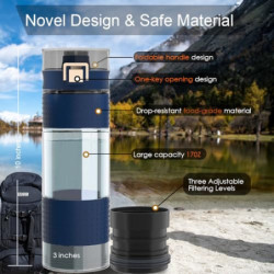 GOSOIT UV Notfall Outdoor Trinkwasserfilter Camping Survival Wasserfilter Flasche mit Filter Wasserreiniger Filtration für Wa