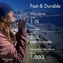 Katadyn BeFree 1,0 l Wasserfilter, schneller Durchfluss, 0,1 Mikron EZ Clean Membran für Ausdauersport, Camping und Rucksackr