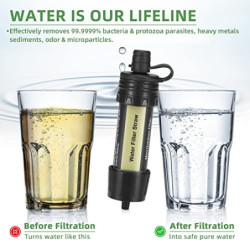 TUEWANR Wasserfilter Outdoor,5000L Tragbarer Mini Wasserfilter System,Notfall Wasserreiniger für Camping Wandern und Reisen N