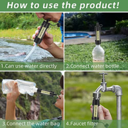 TUEWANR Wasserfilter Outdoor,5000L Tragbarer Mini Wasserfilter System,Notfall Wasserreiniger für Camping Wandern und Reisen N