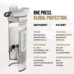 GRAYL GeoPress 710ml Outdoor Wasserfilter Trinkwasser I Eliminiert 99,99% aller Bakterien und Viren I Perfekt für Camping, Su