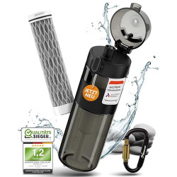 BERGKVIST® Outdoor Wasserfilter Flasche FJÄLLKLAR  500 ml  - Trinkflasche mit Filter von AHLSTROM® für sauberes Trinkwasser b