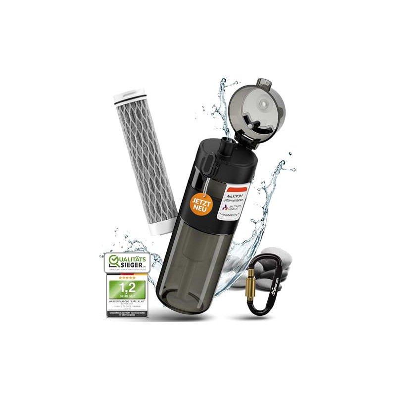BERGKVIST® Outdoor Wasserfilter Flasche FJÄLLKLAR 500 ml - Trinkflasche mit Filter von AHLSTROM® für sauberes Trinkwasser b BERGKVIST® Outdoor Wasserfilter Flasche FJÄLLKLAR 500 ml - Trinkflasche mit Filter von AHLSTROM® für sauberes Trinkwasser b