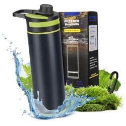 Wasserfilterflasche, 800ML Outdoor Wasserfilter Flasche mit 1500L Filterkapazität I entfernt 99,99% Aller Bakterien und Keime