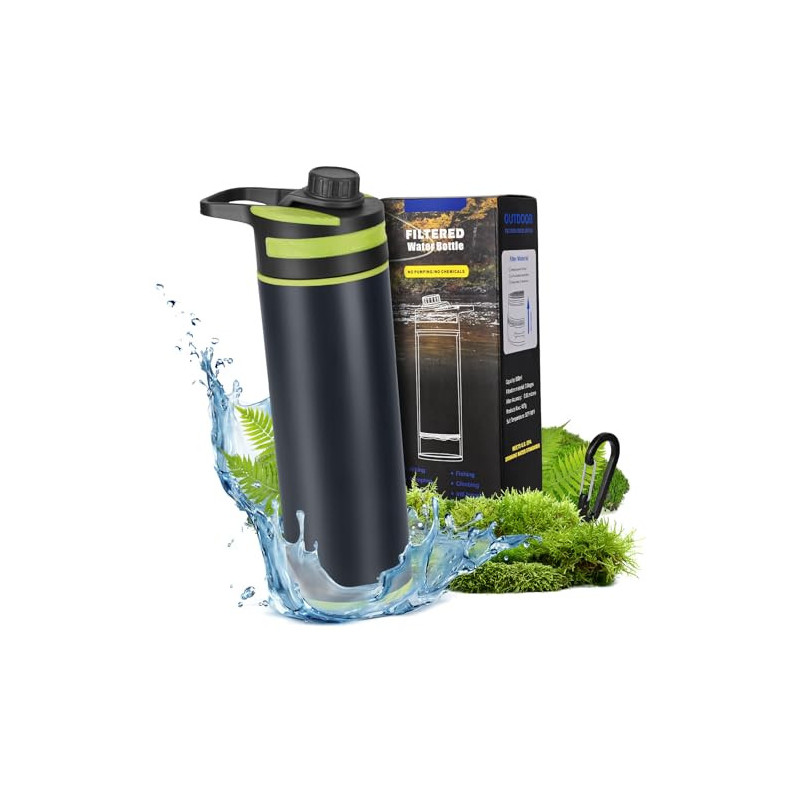 Wasserfilterflasche, 800ML Outdoor Wasserfilter Flasche mit 1500L Filterkapazität I entfernt 99,99% Aller Bakterien und Keime Wasserfilterflasche, 800ML Outdoor Wasserfilter Flasche mit 1500L Filterkapazität I entfernt 99,99% Aller Bakterien und Keime