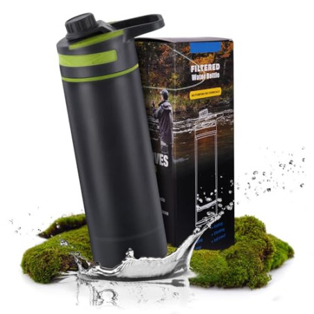 Flintronic Wasserfilterflasche, 800ML Wasserfilter Flasche, Outdoor Wasserfilter Flasche, Entfernt 99,99% aller Bakterien und
