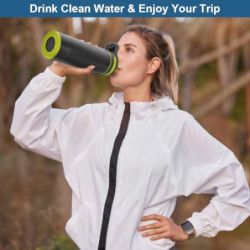 Flintronic Wasserfilterflasche, 800ML Wasserfilter Flasche, Outdoor Wasserfilter Flasche, Entfernt 99,99% aller Bakterien und