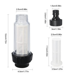 Wasserfilter Gartenschlauch, 3/4 Zoll Wasser Vorfilter Wasserfilter Set mit 5 Filtereinsatz + 2 Schnelladapter für Hochdruckr