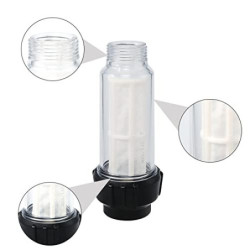 Wasserfilter Gartenschlauch, 3/4 Zoll Wasser Vorfilter Wasserfilter Set mit 5 Filtereinsatz + 2 Schnelladapter für Hochdruckr