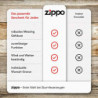 Zippo-Store Zippo Sturmfeuerzeug Geschenk-Set - 1 Flasche Benzin  125ml  - 6 Feuersteine - mit Gravur - inkl. Geschenketui - 