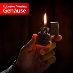 Zippo-Store Zippo Sturmfeuerzeug Geschenk-Set - 1 Flasche Benzin  125ml  - 6 Feuersteine - mit Gravur - inkl. Geschenketui - 