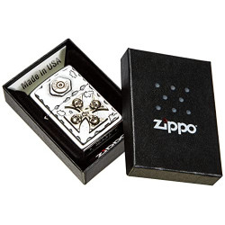 Zippo 15190 Sturmfeuerzeug 2004746 EMBLEM-LIGHTER VINTAGE STYLE WITH SKULL-CROSS , 5.8 x 3.8 x 2.0 cm, Silber