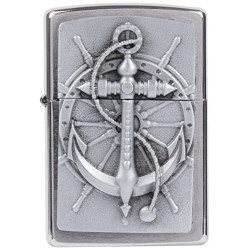 Zippo Feuerzeug 2004290 Nautic Benzinfeuerzeug, Messing, Edelstahloptik, 1 x 3,5 x 5,5 cm