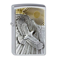 Zippo Feuerzeug 2003192 Eagle Sun-Fly Emblem Benzinfeuerzeug, Messing