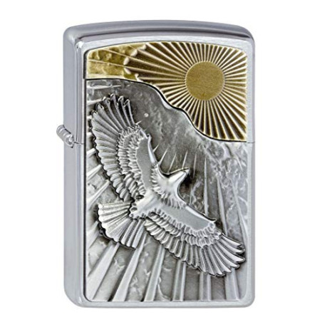 Zippo Feuerzeug 2003192 Eagle Sun-Fly Emblem Benzinfeuerzeug, Messing