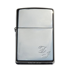 Zippo Chrom-poliert . Originales Robustes hoch poliertes Zippo-Benzinfeuerzeug mit Kostenlose Gravur auf der Vorderseite: Ini