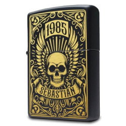 Totenkopf Zippo Feuerzeug mit personalisierter Gravur, Sturmfeuerzeug | Geschenk für Männer mit Skull