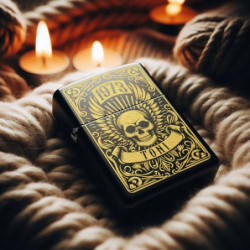 Totenkopf Zippo Feuerzeug mit personalisierter Gravur, Sturmfeuerzeug | Geschenk für Männer mit Skull