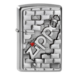 Zippo Feuerzeug 2003963 The Wall Benzinfeuerzeug, Messing, Edelstahloptik, 1 x 3,5 x 5,5 cm
