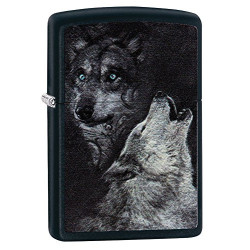 Zippo Wolf Benzinfeuerzeug, Messing, Black Matte, 1 x 6 x 6 cm