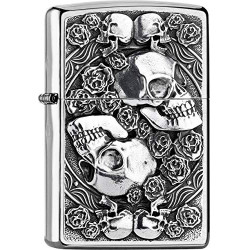 Zippo Feuerzeug Skull and Roses ROSES-200-Zippo Collection 2019-2005891-49,95 €, Chrome, Silber, smal