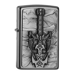 Zippo 2005049 PL Dark Side Sword Feuerzeug, Messing, Edelstahloptik, 1 x 3,5 x 5,5 cm