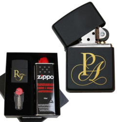 Feuerzeug Zippo mit Gravur, schwarz | Sturmfeuerzeug mit Initialen & Namen | Zippo personalisiert, Feuerzeug mit Gravur Zippo