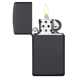 Zippo Feuerzeug PL 1618 Slim Black Matte Benzinfeuerzeug, Messing