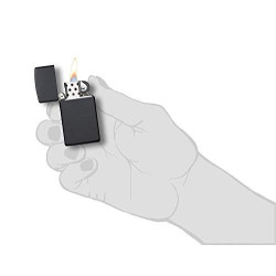 Zippo Feuerzeug PL 1618 Slim Black Matte Benzinfeuerzeug, Messing