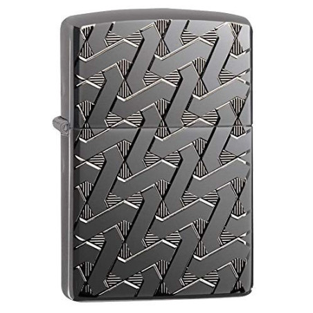 Zippo 49173 – Geometric Weave Design - Armor Black Ice - Sturmfeuerzeug, nachfüllbar, in hochwertiger Geschenkbox