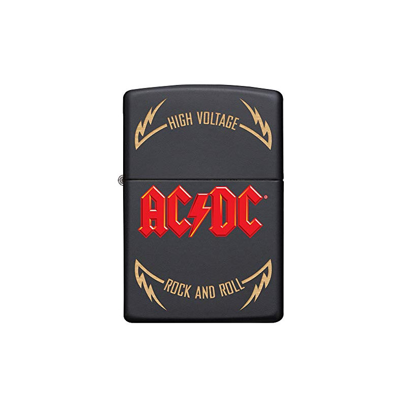 ZIPPO – Sturmfeuerzeug, AC/DC® High Voltage Rock and Roll, Laser Engraved/Color Image, Black Matte, nachfüllbar, in hochwerti